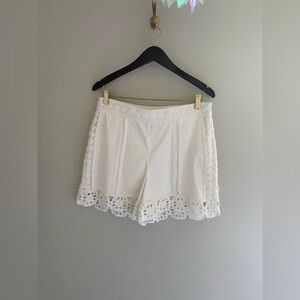 Boston Proper White Crochet Trim Lined Shorts Size‎ 12